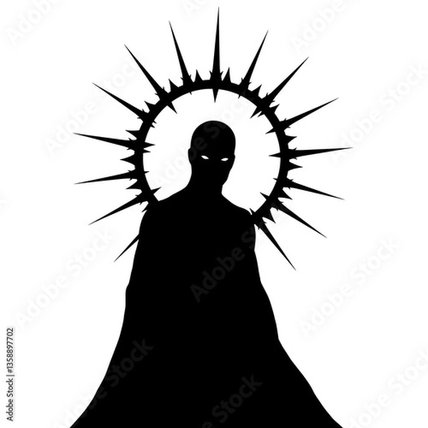 Obraz Shadowy Figure with Spiked Halo Silhouette