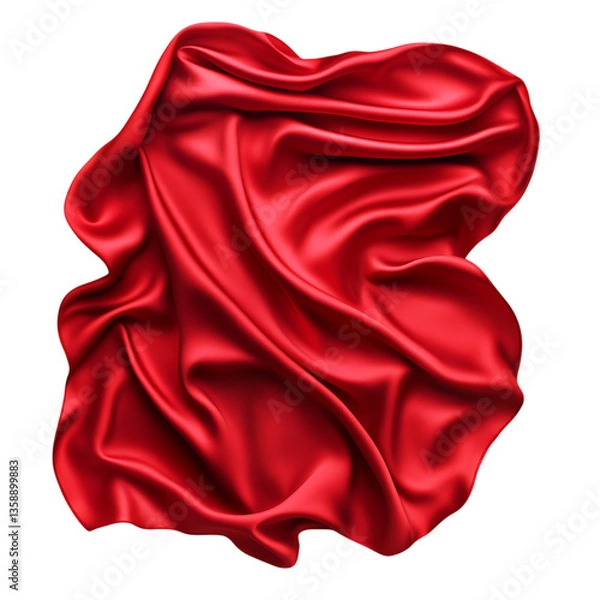 Fototapeta A dramatic swirl of rich red silk, a luxurious cascade of vibrant color against a pristine white background, showcasing its deep crimson hues and sensual folds.