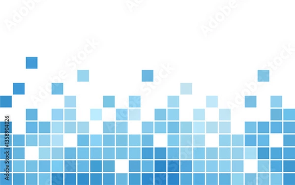 Obraz Mosaic blue pixel background with copy space. Scattered matrix pattern for background, backdrop, banner, flyer, cover, and graphic design. Simple futuristic techno pattern. 