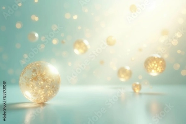 Obraz Festive winter scene with glass ornaments and a dreamy, bokeh-filled background.