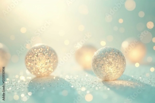 Obraz Festive winter scene with glass ornaments and a dreamy, bokeh-filled background.