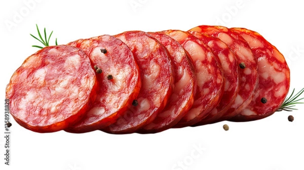 Obraz Sliced sausage on a transparent background.