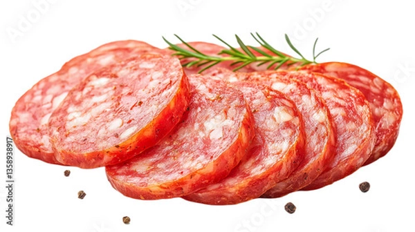 Obraz Sliced sausage on a transparent background.