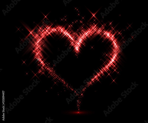 Fototapeta Abstract heart from lights. Vector illustration.