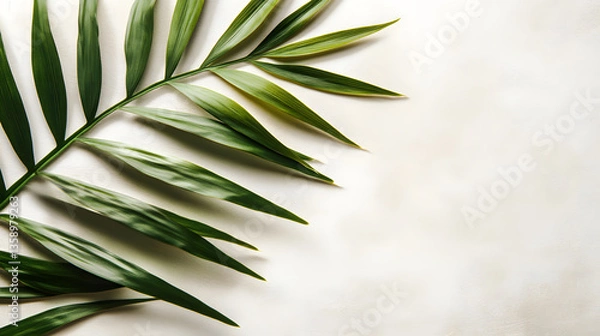 Fototapeta 
Blurred shadow from palm leaves on the light beige wall. Minimal abstract background for product presentation. Spring and summer.