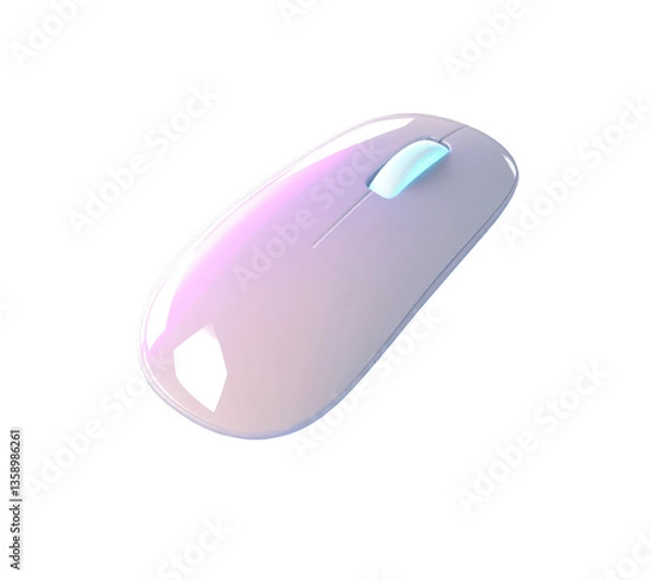 Fototapeta wireless computer mouse pastel pink gradient on transparent background