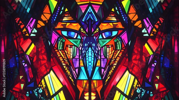 Fototapeta Abstract digital art piece colorful futuristic design background led light
