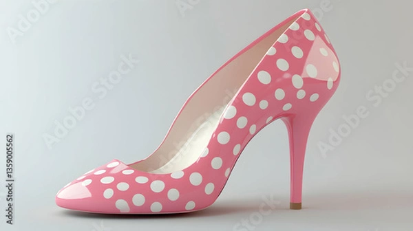Obraz 3D Pink Polka-Dot High Heels: Cute and Girly