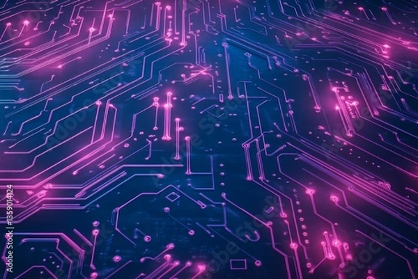 Fototapeta Intricate Glowing Circuit Board Design: A Futuristic Technology Abstract
