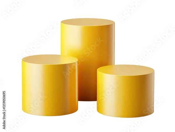 Fototapeta yellow cylindrical pedestal display stand on transparent background