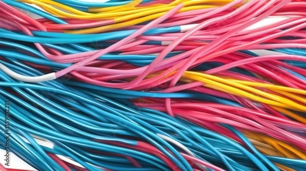 Fototapeta Bright and Clean Server Cables with Security Tags for Organization