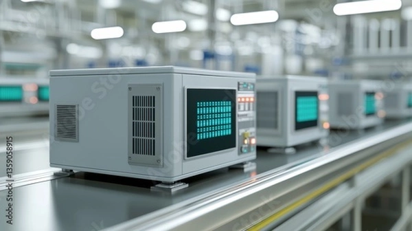 Fototapeta product Radio-Frequency Identification (RFID), Industrial Radio Frequency Equipment for Product Identification and Testing on Assembly Line