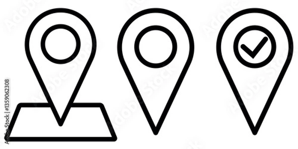 Fototapeta GPS location symbol collection. Location outline icon set. Search map icon