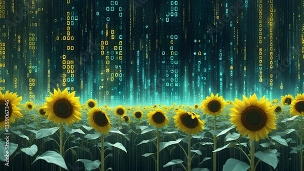 Obraz Digital Sunflowers a Data Stream
