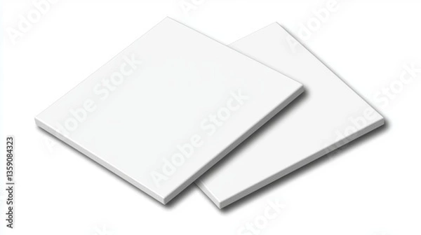 Fototapeta Two Blank Square White Cards Mockup Ready for Your Design or Text