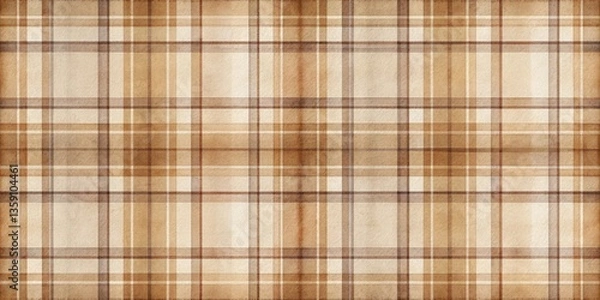 Fototapeta Subtle Brown and White Watercolor Plaid Pattern Seamless Texture