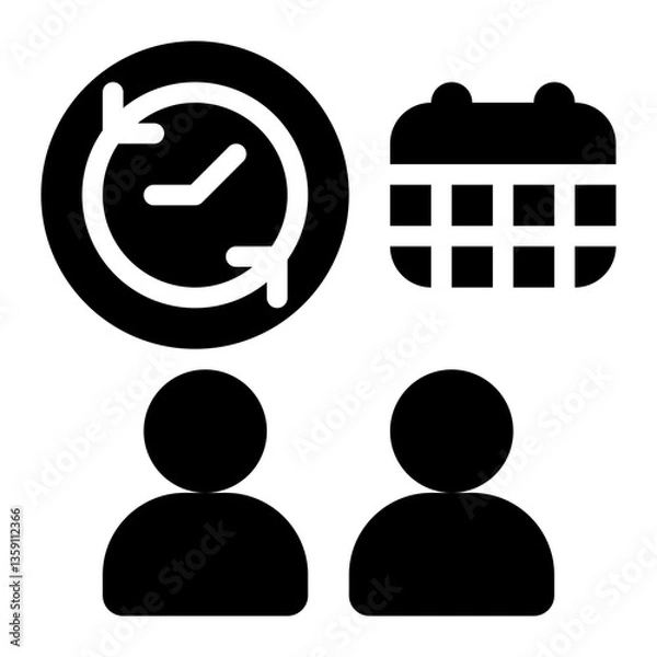 Fototapeta Shift Planning, Employee Shift, Shift Management Glyph Solid Icon
