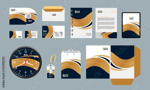 Obraz Business Stationery Brand Identity Mockup set. Office stationary items mockup - editable template. Company corporate style template