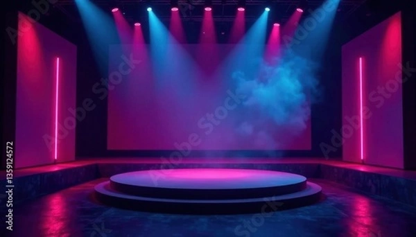 Fototapeta Modern stage, captivating digital presentation, visual communication, large screen