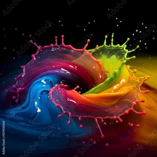 Fototapeta Background Colors: Fluid Explosion, Dynamic Hues, Abstract Flow, Vibrant Clash, Swirling Paint, Color Waves