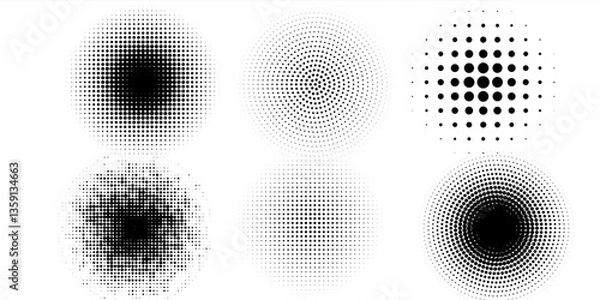 Fototapeta Halftone gradient. Dotted gradient, smooth dots spraying and halftones dot background seamless modern arts