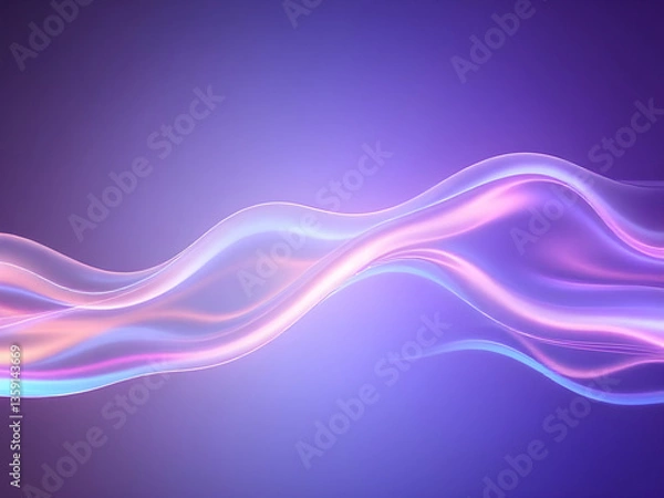 Fototapeta Abstract liquid flow. Dynamic waves of glowing transparent liquid generative ai