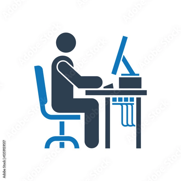 Fototapeta Working at computer icon