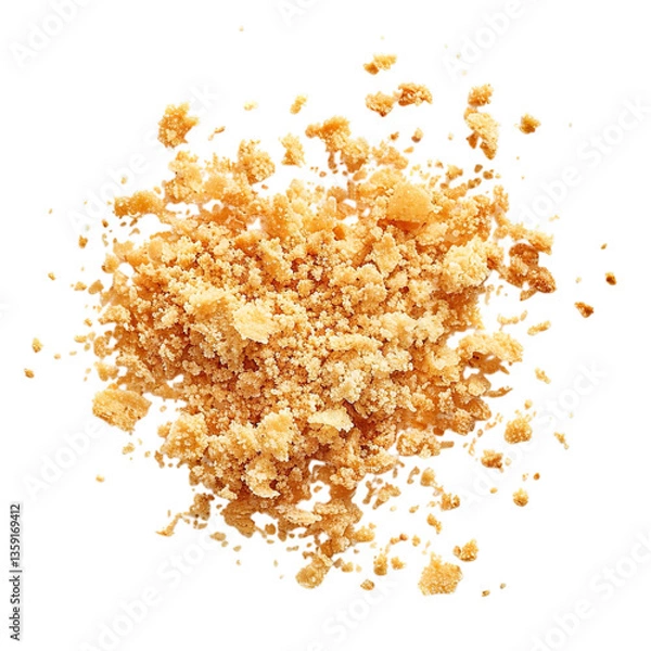 Obraz Pile of Light Brown Almond Flour with Scattered Pieces on a White Background in PNG Format