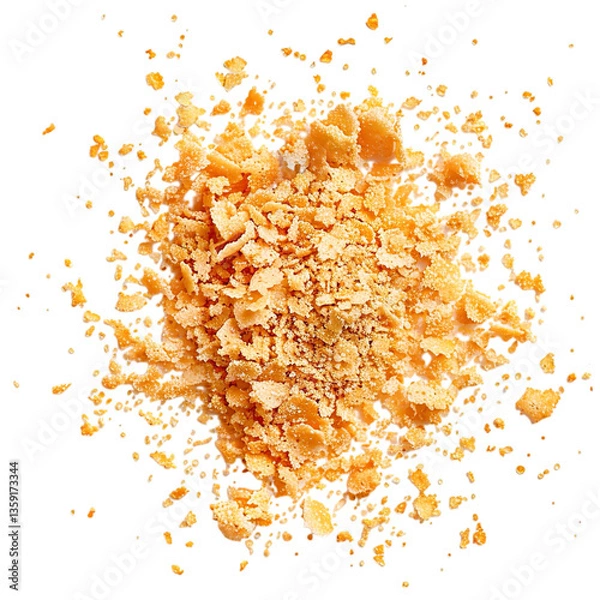 Fototapeta Pile of Light Brown Almond Flour with Scattered Pieces on a White Background in PNG Format