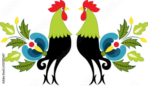 Obraz Kogut - haft kaszubski