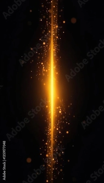 Fototapeta A striking gold flare vector in the center of a dark black background, emitting a radiant glow,  background,  spotlight