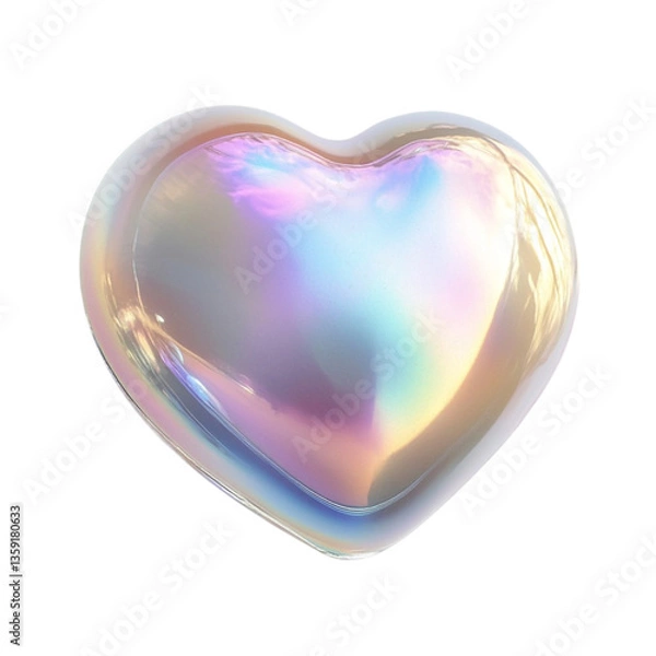 Fototapeta Iridescent heart shape object abstract art design,
