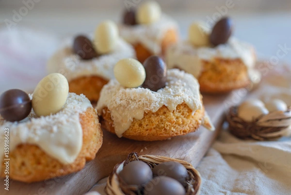 Fototapeta sweet home made easter donuts