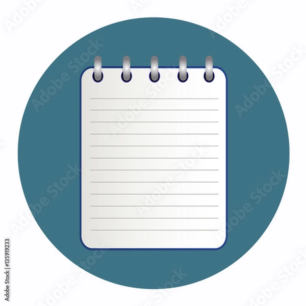 Fototapeta Icon of notebook blue color