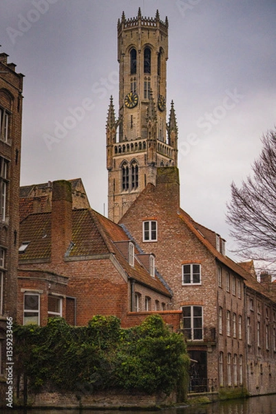Fototapeta The cityscape and street view of the old town in Bruges, Belgium.