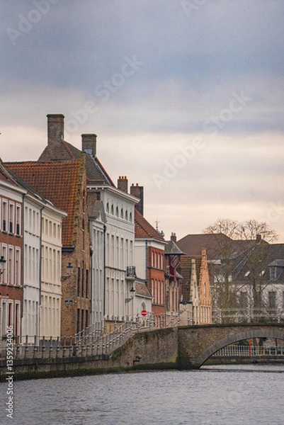 Fototapeta The cityscape and street view of the old town in Bruges, Belgium.