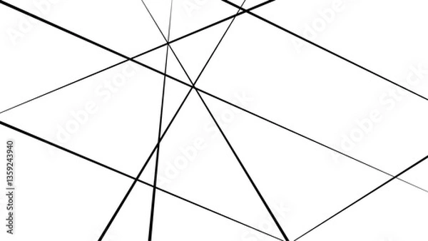 Fototapeta Chaotic abstract line background. Random geometric line seamless pattern. Black outline monochrome texture. Vector illustration.
