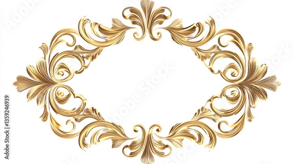 Fototapeta gold beautiful decorative vintage frame for your design. Gold frame on a dark background. Space for your text.