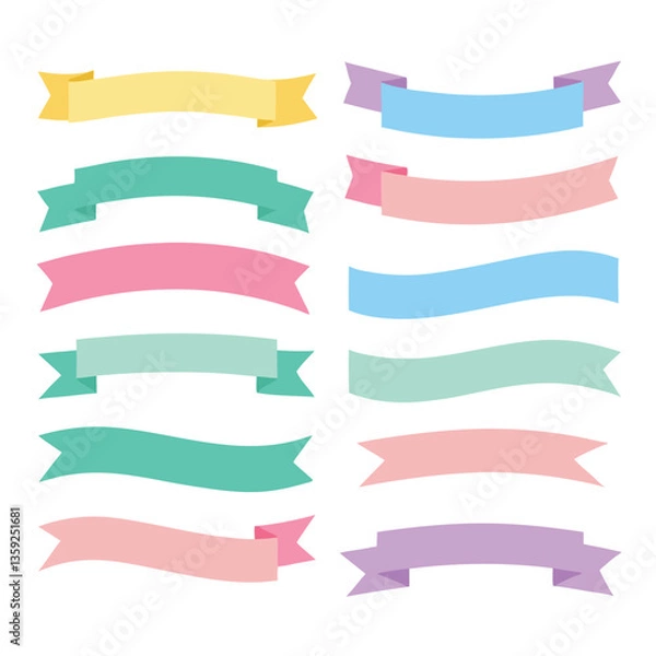 Fototapeta Variety of Cute Soft Colorful Ribbon Set Vector