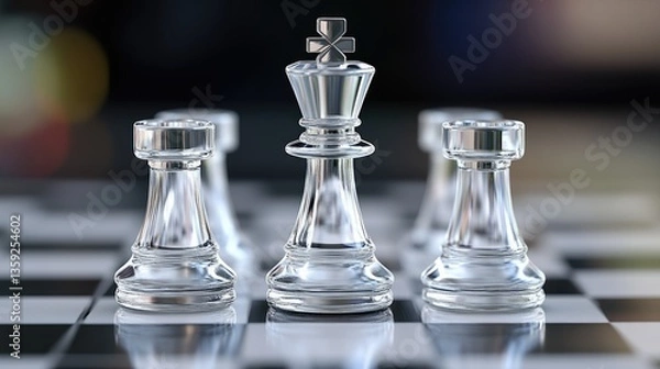 Obraz Glass Chess King and Pawns Strategic Game Masterpiece