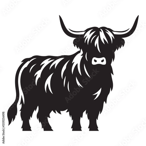 Fototapeta Majestic Highland Cow Silhouette Illustration Vector Graphic Design