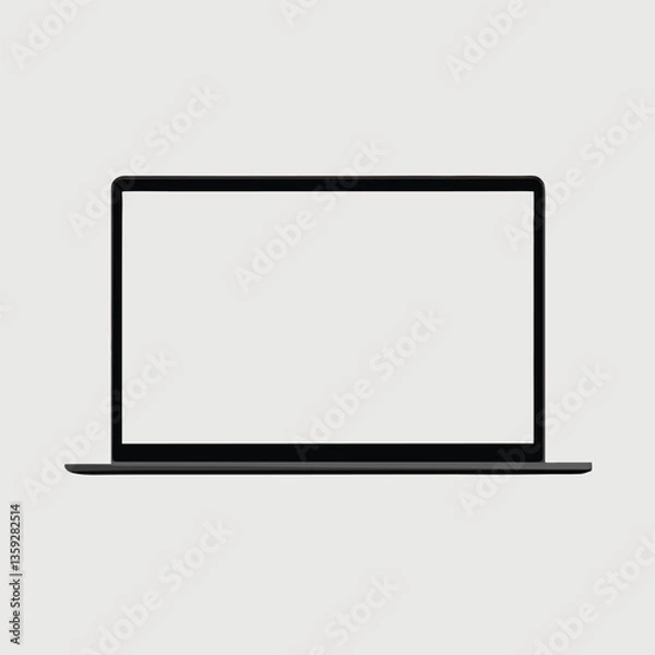 Fototapeta Realistic Laptop vector art mockup with blank white display on white background