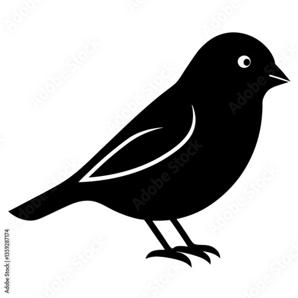 Fototapeta canary bird black silhouette vector, Simple silhouette Design vector icon with white background. Wild bird