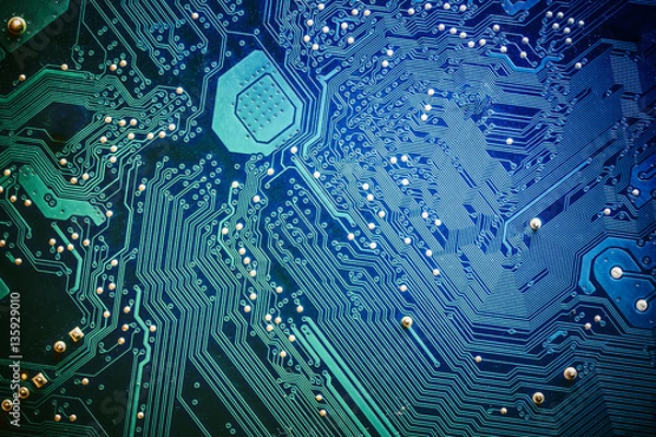 Fototapeta Płytka drukowana. Technologia i elektronika zbliżenie tekstury.