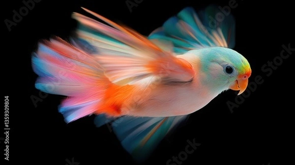 Fototapeta Vibrant Parrot in Flight: A Burst of Color