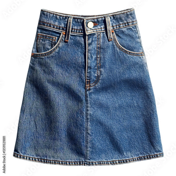 Fototapeta Denim Skirt with Button Closure Isolated on Transparent Background