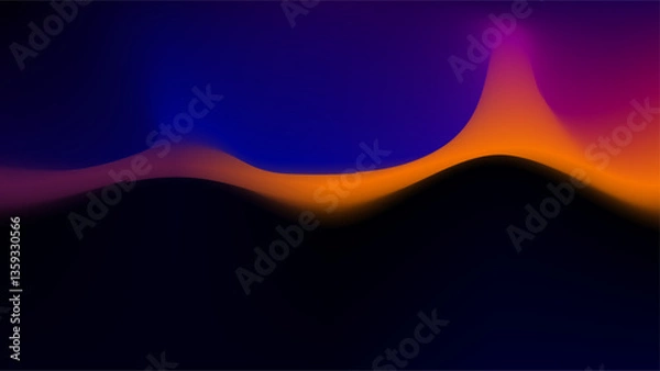 Obraz Distorted sunset orange and blue purple colors over dark background