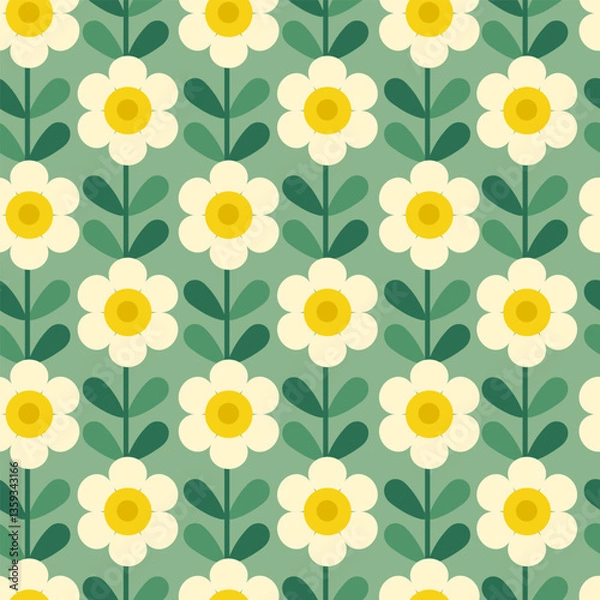 Fototapeta Seamles pattern  with camomile. Vector illustrations