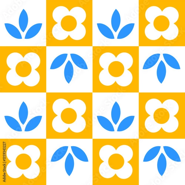 Obraz Geometricr seamless pattern. Abstract flowers. Vector illustrations