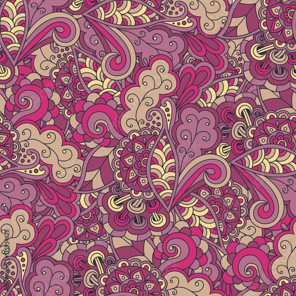 Obraz Vector seamless pattern doodle floral hand-drawn.